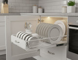 Darrahopens Home & Garden > Kitchenware > Dish Racks CARLA HOME Pull Out Dish Rack for Kitchen Cabinet with Slide Out Drawer Organizer for Plates, Bowls & Utensils