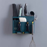 Cutlery Holder Multifunctional Wall Mounted Chopsticks Drying Rack for Home Kitchen Dark Blue In Australia - Darrahopens
