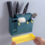 Cutlery Holder Multifunctional Wall Mounted Chopsticks Drying Rack for Home Kitchen Dark Blue In Australia - Darrahopens