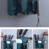 Cutlery Holder Multifunctional Wall Mounted Chopsticks Drying Rack for Home Kitchen Dark Blue In Australia - Darrahopens