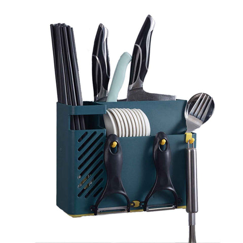 Cutlery Holder Multifunctional Wall Mounted Chopsticks Drying Rack for Home Kitchen Dark Blue In Australia - Darrahopens