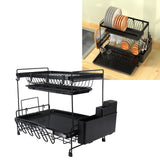 Darrahopens Home & Garden > Kitchenware > Dish Racks Dish Drying Rack 2 Layer Foldable Versatile Convenient Storage Dish Drainer Rack with Utensil Holder for Home In Australia - Darrahopens