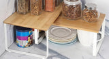 Darrahopens Home & Garden > Kitchenware > Dish Racks Kitchen Shelf Organizer – 2-Tier Expandable & Stackable Countertop Spice Storage Rack, White Metal Frame Pantry Cabinet Organizer for Dishes, Spices, Mugs, 4 Packs