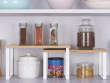 Darrahopens Home & Garden > Kitchenware > Dish Racks Kitchen Shelf Organizer – 2-Tier Expandable & Stackable Countertop Spice Storage Rack, White Metal Frame Pantry Cabinet Organizer for Dishes, Spices, Mugs, 4 Packs