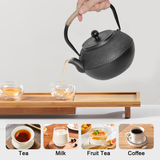 Darrahopens Home & Garden > Kitchenware > Drinkware 1.2L Cast Iron Teapot and Warmer Set Tea Kettle Iron Bottle With Stainless Steel Mesh Infuser and Anti-Scald Handle Compatible with Multi-Heat Source Black