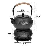 Darrahopens Home & Garden > Kitchenware > Drinkware 1.2L Cast Iron Teapot and Warmer Set Tea Kettle Iron Bottle With Stainless Steel Mesh Infuser and Anti-Scald Handle Compatible with Multi-Heat Source Black