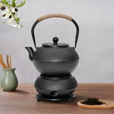 Darrahopens Home & Garden > Kitchenware > Drinkware 1.2L Cast Iron Teapot and Warmer Set Tea Kettle Iron Bottle With Stainless Steel Mesh Infuser and Anti-Scald Handle Compatible with Multi-Heat Source Black