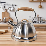 Darrahopens Home & Garden > Kitchenware > Drinkware 2.8L Whistling Kettle Stainless Steel Foldable Handle Camping Home Office Silver