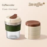 Darrahopens Home & Garden > Kitchenware > Drinkware 2-in-1 Ice Cube Maker Tumbler - Portable Cup with Integrated Silicone Ice Tray & Lid (1 cup + 3 ice tray)