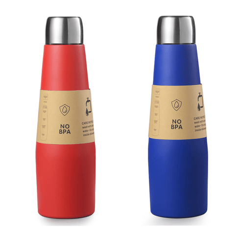 Darrahopens Home & Garden > Kitchenware > Drinkware 2-piece Red and Blue Premium 304 Stainless Steel Vacuum Insulated Water Bottle - 532ml Large Capacity Sports Flask with 12-24 Hour Thermal Retention, Leak-Proof Portable Travel Mug for Gym, Office, Car and Outdoor Activities