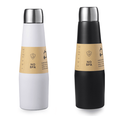 Darrahopens Home & Garden > Kitchenware > Drinkware 2-piece White and Black Premium 304 Stainless Steel Vacuum Insulated Water Bottle - 532ml Large Capacity Sports Flask with 12-24 Hour Thermal Retention, Leak-Proof Portable Travel Mug for Gym, Office, Car and Outdoor Activities