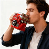 Darrahopens Home & Garden > Kitchenware > Drinkware 3D V8 Engine Coffee Mug Stainless Steel Liner Resin Novelty Cup 300ml Double Wall Insulated Gift for Car Enthusiasts Mechanics Red