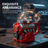 Darrahopens Home & Garden > Kitchenware > Drinkware 3D V8 Engine Coffee Mug Stainless Steel Liner Resin Novelty Cup 300ml Double Wall Insulated Gift for Car Enthusiasts Mechanics Red