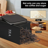 Darrahopens Home & Garden > Kitchenware > Drinkware 3Pcs Tea Coffee Sugar Canisters Set, Metal Coffee and Sugar Containers, Versatile Kitchen Storage Jars with Airtight Lids, Space Saving Food Canisters Set for Home Kitchen (Black) In Australia - Darrahopens