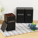 Darrahopens Home & Garden > Kitchenware > Drinkware 3Pcs Tea Coffee Sugar Canisters Set, Metal Coffee and Sugar Containers, Versatile Kitchen Storage Jars with Airtight Lids, Space Saving Food Canisters Set for Home Kitchen (Black) In Australia - Darrahopens