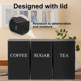 3Pcs Tea Coffee Sugar Canisters Set, Metal Coffee and Sugar Containers, Versatile Kitchen Storage Jars with Airtight Lids, Space Saving Food Canisters Set for Home Kitchen (Black) In Australia - Darrahopens
