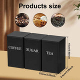 3Pcs Tea Coffee Sugar Canisters Set, Metal Coffee and Sugar Containers, Versatile Kitchen Storage Jars with Airtight Lids, Space Saving Food Canisters Set for Home Kitchen (Black) In Australia - Darrahopens
