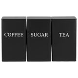 Darrahopens Home & Garden > Kitchenware > Drinkware 3Pcs Tea Coffee Sugar Canisters Set, Metal Coffee and Sugar Containers, Versatile Kitchen Storage Jars with Airtight Lids, Space Saving Food Canisters Set for Home Kitchen (Black) In Australia - Darrahopens