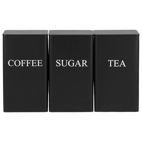 Darrahopens Home & Garden > Kitchenware > Drinkware 3Pcs Tea Coffee Sugar Canisters Set, Metal Coffee and Sugar Containers, Versatile Kitchen Storage Jars with Airtight Lids, Space Saving Food Canisters Set for Home Kitchen (Black) In Australia - Darrahopens