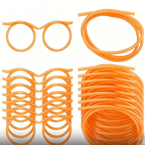 Darrahopens Home & Garden > Kitchenware > Drinkware 5-Pack Round Glasses-Shaped Straw, PETG, Food-Grade, Odorless, Reusable, Cute & Funny Novelty Straw