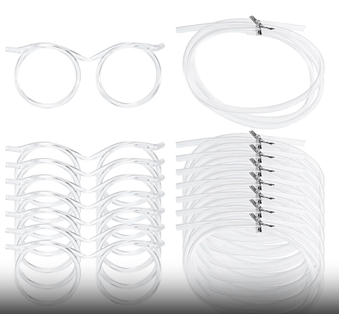 Darrahopens Home & Garden > Kitchenware > Drinkware 5-Pack Silly Straws Glasses, Reusable Crazy Straws for Kids, Flexible Twisty Straws Fun Eyeglass Frame Drinking Straws, Novelty Party Favors Supplies for Birthday, Game, Christmas, Holiday Decorations