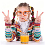 Darrahopens Home & Garden > Kitchenware > Drinkware 5-Pack Silly Straws Glasses, Reusable Crazy Straws for Kids, Flexible Twisty Straws Fun Eyeglass Frame Drinking Straws, Novelty Party Favors Supplies for Birthday, Game, Christmas, Holiday Decorations