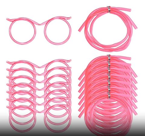 Darrahopens Home & Garden > Kitchenware > Drinkware 5-Pack Silly Straws Glasses, Reusable Crazy Straws for Kids, Flexible Twisty Straws Fun Eyeglass Frame Drinking Straws, Novelty Party Favors Supplies for Birthday, Game, Christmas, Holiday Decorations
