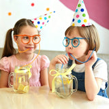 Darrahopens Home & Garden > Kitchenware > Drinkware 5-Pack Silly Straws Glasses, Reusable Crazy Straws for Kids, Flexible Twisty Straws Fun Eyeglass Frame Drinking Straws, Novelty Party Favors Supplies for Birthday, Game, Christmas, Holiday Decorations