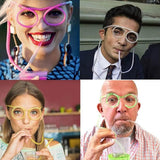 Darrahopens Home & Garden > Kitchenware > Drinkware 5-Pack Silly Straws Glasses, Reusable Crazy Straws for Kids, Flexible Twisty Straws Fun Eyeglass Frame Drinking Straws, Novelty Party Favors Supplies for Birthday, Game, Christmas, Holiday Decorations