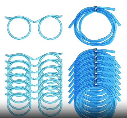 Darrahopens Home & Garden > Kitchenware > Drinkware 5-Pack Silly Straws Glasses, Reusable Crazy Straws for Kids, Flexible Twisty Straws Fun Eyeglass Frame Drinking Straws, Novelty Party Favors Supplies for Birthday, Game, Christmas, Holiday Decorations