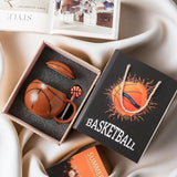 Darrahopens Home & Garden > Kitchenware > Drinkware Basketball-Themed Ceramic Mug with Lid and Spoon – Fun Sports Gift for Fans, Players, Coaches & Kids – 14oz Coffee Tea Cup with Basketball Design (Red)