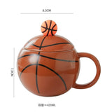 Darrahopens Home & Garden > Kitchenware > Drinkware Basketball-Themed Ceramic Mug with Lid and Spoon – Fun Sports Gift for Fans, Players, Coaches & Kids – 14oz Coffee Tea Cup with Basketball Design (Red)