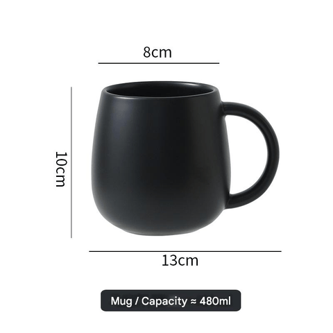 Darrahopens Home & Garden > Kitchenware > Drinkware Black Premium Macaron Ceramic Coffee Mug Set - 500ml Large Capacity Belly Cup with Underglaze Finish, Minimalist Nordic Style Porcelain Mug for Coffee, Tea, Milk and Oatmeal