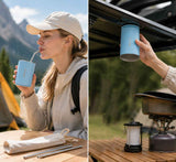 Darrahopens Home & Garden > Kitchenware > Drinkware Blue 304 Stainless Steel Magnetic Hanging Water Bottle Set, 12.17 oz Reusable Drinking Bottle, Comes with 4 Stainless Steel Straws, Cleaning Brush, Storage Bag and Magnetic Plate