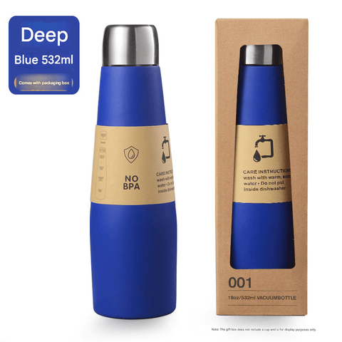Darrahopens Home & Garden > Kitchenware > Drinkware Blue Premium 304 Stainless Steel Vacuum Insulated Water Bottle - 532ml Large Capacity Sports Flask with 12-24 Hour Thermal Retention, Leak-Proof Portable Travel Mug for Gym, Office, Car and Outdoor Activities