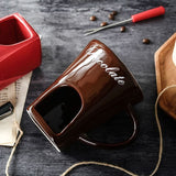 Darrahopens Home & Garden > Kitchenware > Drinkware Coffee European Style Ceramic Chocolate & Cheese Melter Set - 200ml Mini Melting Mug & Fork