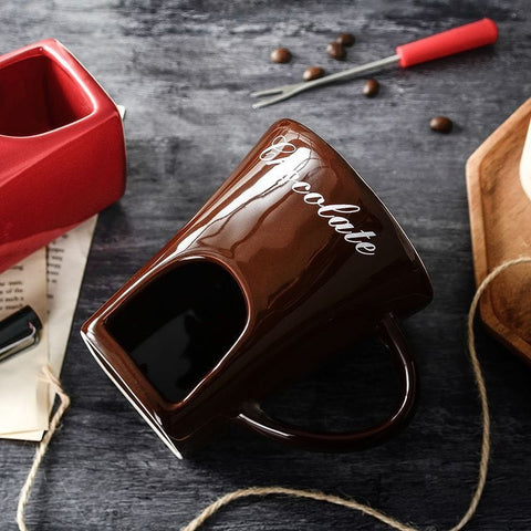 Darrahopens Home & Garden > Kitchenware > Drinkware Coffee European Style Ceramic Chocolate & Cheese Melter Set - 200ml Mini Melting Mug & Fork