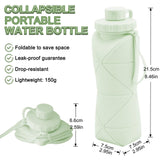 Darrahopens Home & Garden > Kitchenware > Drinkware Collapsible Silicone Water Bottle 600ML – Foldable, Leak-Proof, BPA-Free, Portable Outdoor Sports Bottle with Carrying Strap – Compact Design for Hiking, Gym, Travel (Green)