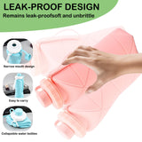 Darrahopens Home & Garden > Kitchenware > Drinkware Collapsible Silicone Water Bottle 600ML – Foldable, Leak-Proof, BPA-Free, Portable Outdoor Sports Bottle with Carrying Strap – Compact Design for Hiking, Gym, Travel (Pink)