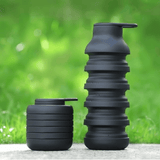 Darrahopens Home & Garden > Kitchenware > Drinkware Collapsible Water Bottles, Reusable Water Bottle with Buckle, 600ml Silicone Leakproof Portable Bottle for Gym Camping Hiking Sports Outdoors, Travel Essentials for Flying Cruise Ship, Black
