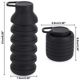 Darrahopens Home & Garden > Kitchenware > Drinkware Collapsible Water Bottles, Reusable Water Bottle with Buckle, 600ml Silicone Leakproof Portable Bottle for Gym Camping Hiking Sports Outdoors, Travel Essentials for Flying Cruise Ship, Black