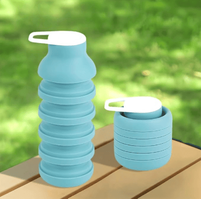Darrahopens Home & Garden > Kitchenware > Drinkware Collapsible Water Bottles, Reusable Water Bottle with Buckle, 600ml Silicone Leakproof Portable Bottle for Gym Camping Hiking Sports Outdoors, Travel Essentials for Flying Cruise Ship, Green