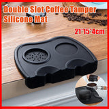 Darrahopens Home & Garden > Kitchenware > Drinkware Double Slot Silicone Coffee Tamper Mat | Non-Slip Corner Tamping Pad 21×15×4cm