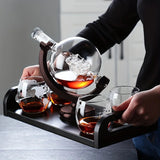 Darrahopens Home & Garden > Kitchenware > Drinkware Globe Whiskey Decanter Set Lead-Free Glass Carafe