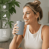 Darrahopens Home & Garden > Kitchenware > Drinkware Gray 304 Stainless Steel Magnetic Hanging Water Bottle, 12.17 oz Double-Wall Insulated Coffee/Milk Cup with Magnetic Coaster