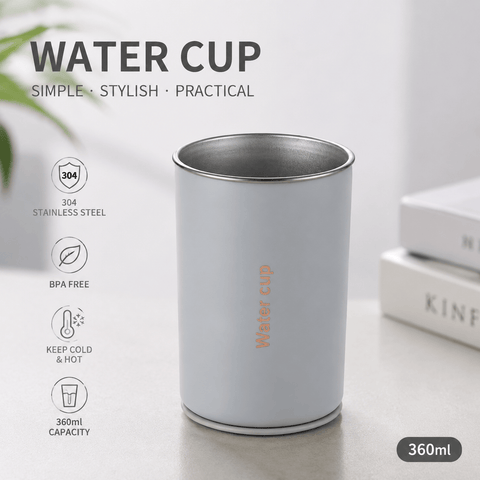 Darrahopens Home & Garden > Kitchenware > Drinkware Gray 304 Stainless Steel Magnetic Hanging Water Bottle, 12.17 oz Double-Wall Insulated Coffee/Milk Cup with Magnetic Coaster
