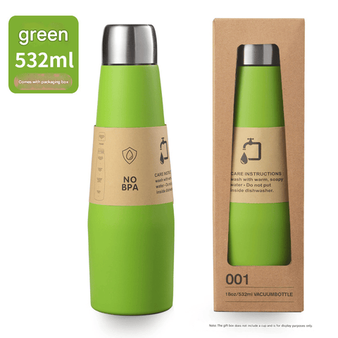 Darrahopens Home & Garden > Kitchenware > Drinkware Green Premium 304 Stainless Steel Vacuum Insulated Water Bottle - 532ml Large Capacity Sports Flask with 12-24 Hour Thermal Retention, Leak-Proof Portable Travel Mug for Gym, Office, Car and Outdoor Activities