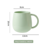 Darrahopens Home & Garden > Kitchenware > Drinkware Green Premium Macaron Ceramic Coffee Mug Set - 500ml Large Capacity Belly Cup with Underglaze Finish, Minimalist Nordic Style Porcelain Mug for Coffee, Tea, Milk and Oatmeal