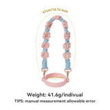 Darrahopens Home & Garden > Kitchenware > Drinkware Hand-Woven Flower Water Bottle Strap with Silicone Ring 41cm/16.14 inch – Universal Cup Holder for 14oz, 30oz, and 40oz Stanley Tumblers, Adjustable Shoulder Strap with Rose Gold Clips and Net Pouch (Pink)