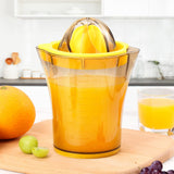 Darrahopens Home & Garden > Kitchenware > Drinkware Handheld Citrus Juicer with Dual Reamer & 20oz Measuring Cup – Manual Lemon, Lime, Orange, Grapefruit Squeezer with Anti-Slip Base and Filtered Spout (Yellow)